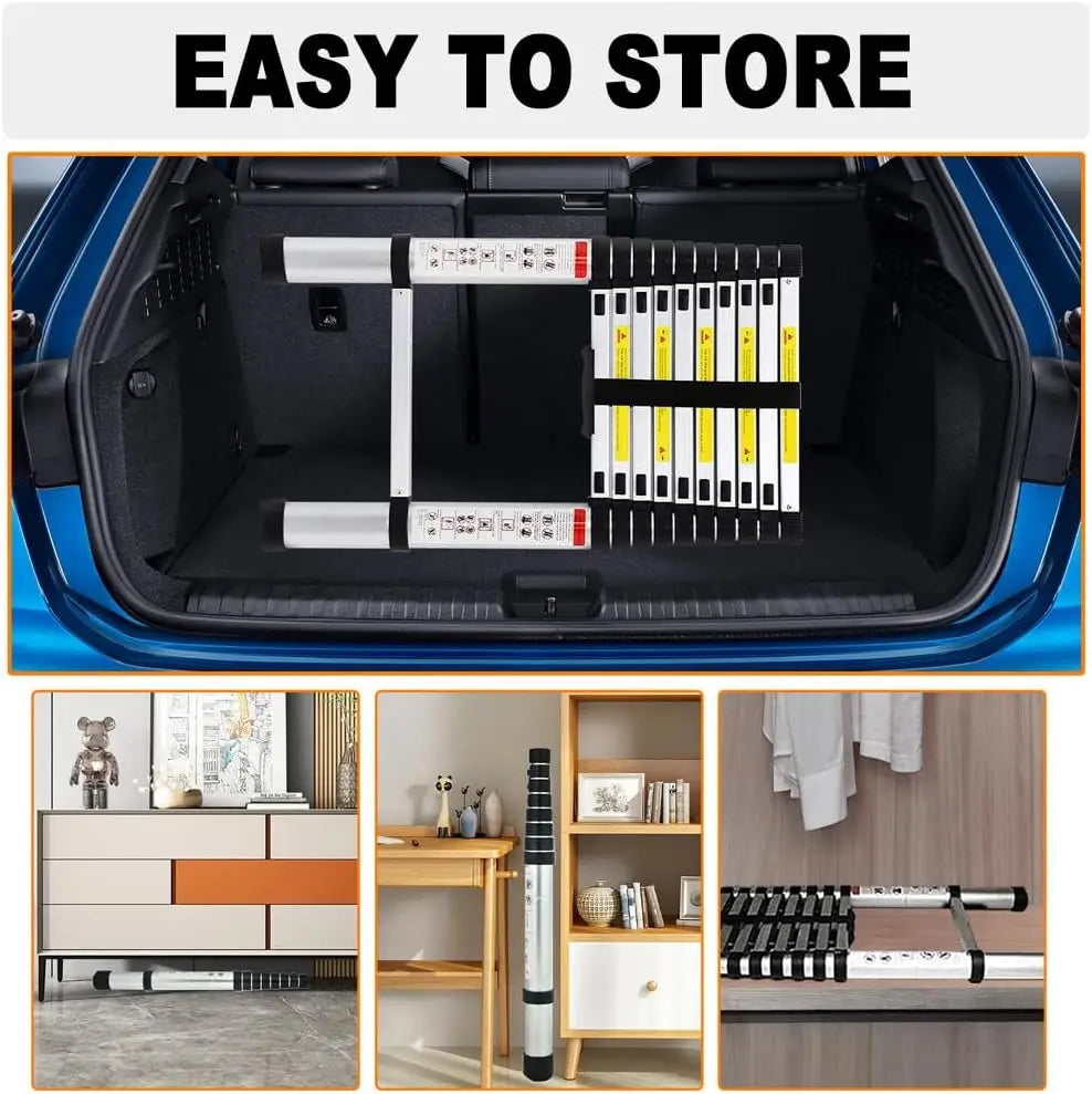 20 FT Telescopic Ladder W/Detachable Hooks