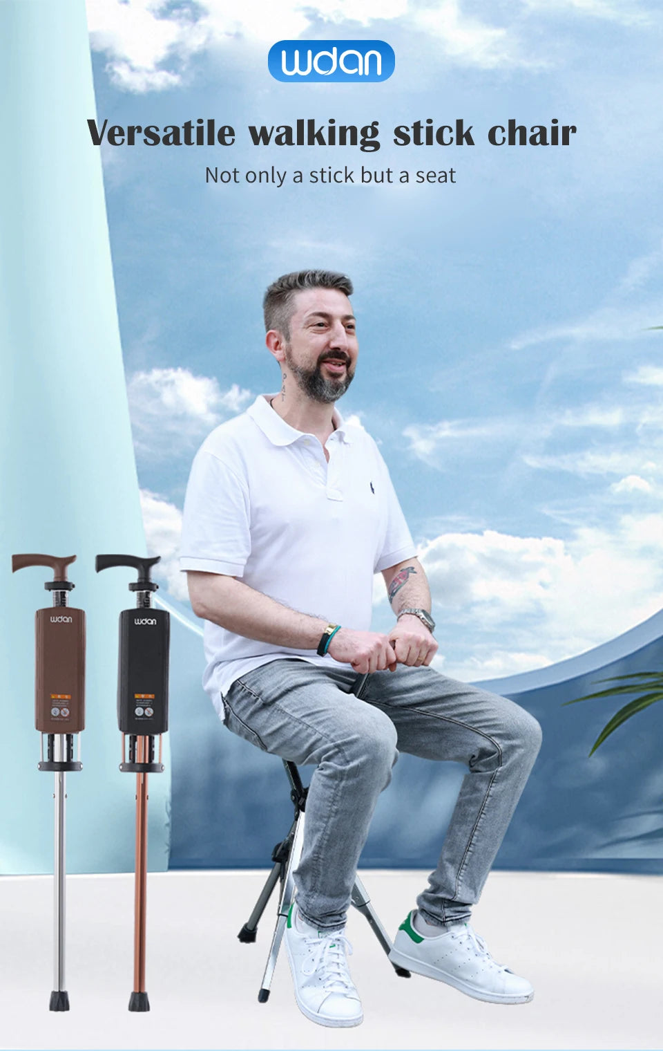 Folding Walking Stick with Seat