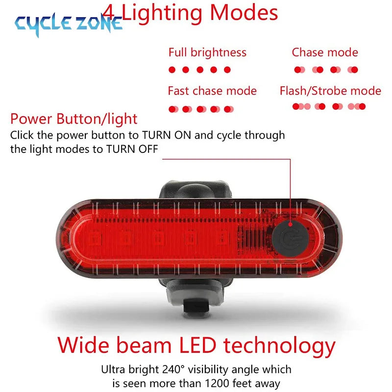 Bicycle Rechargeable Red Taillight