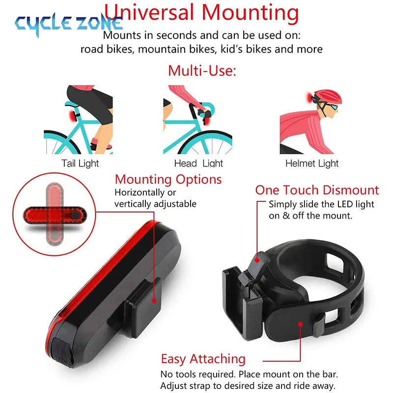 Bicycle Rechargeable Red Taillight