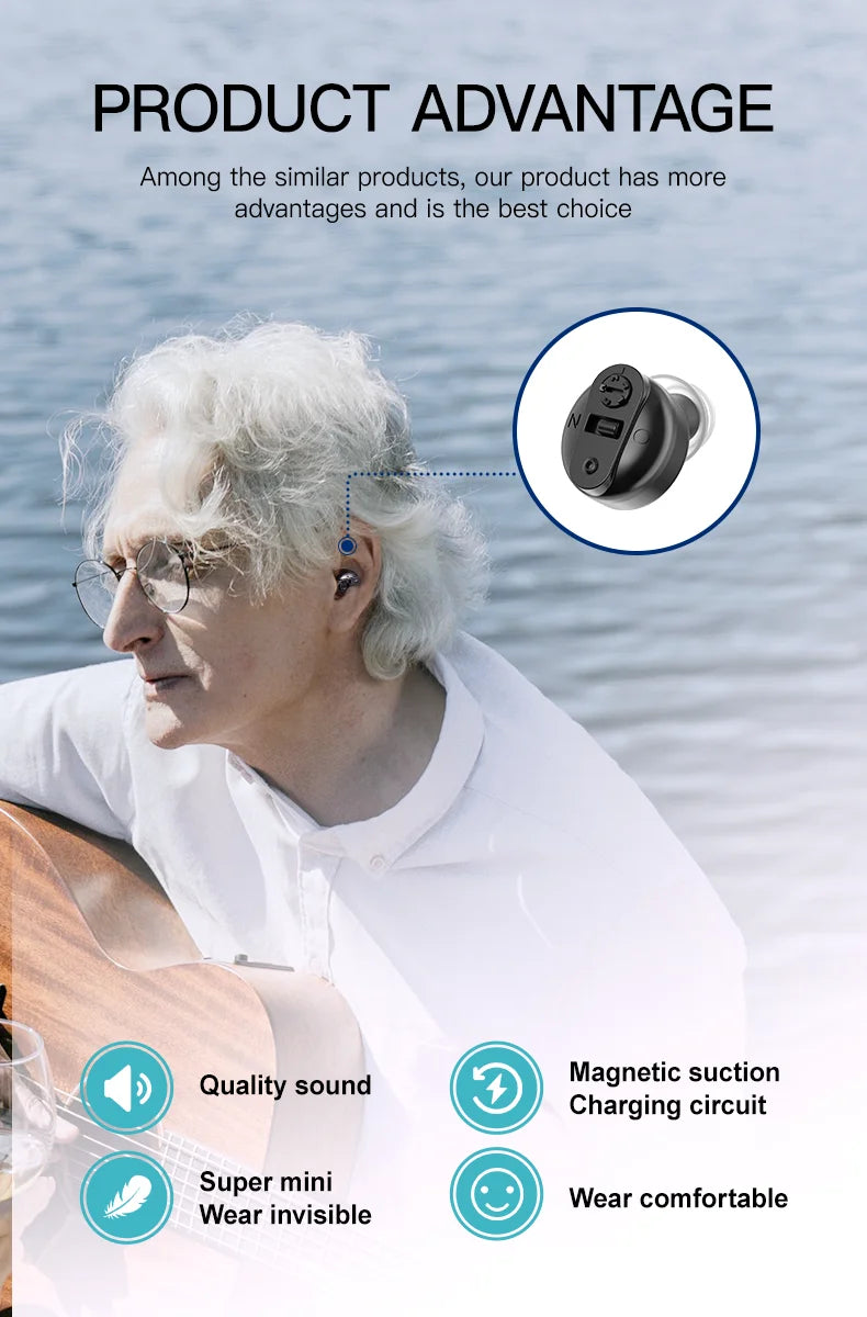 Portable Mini CIC Invisible Hearing Aid For The Deaf Elderly People