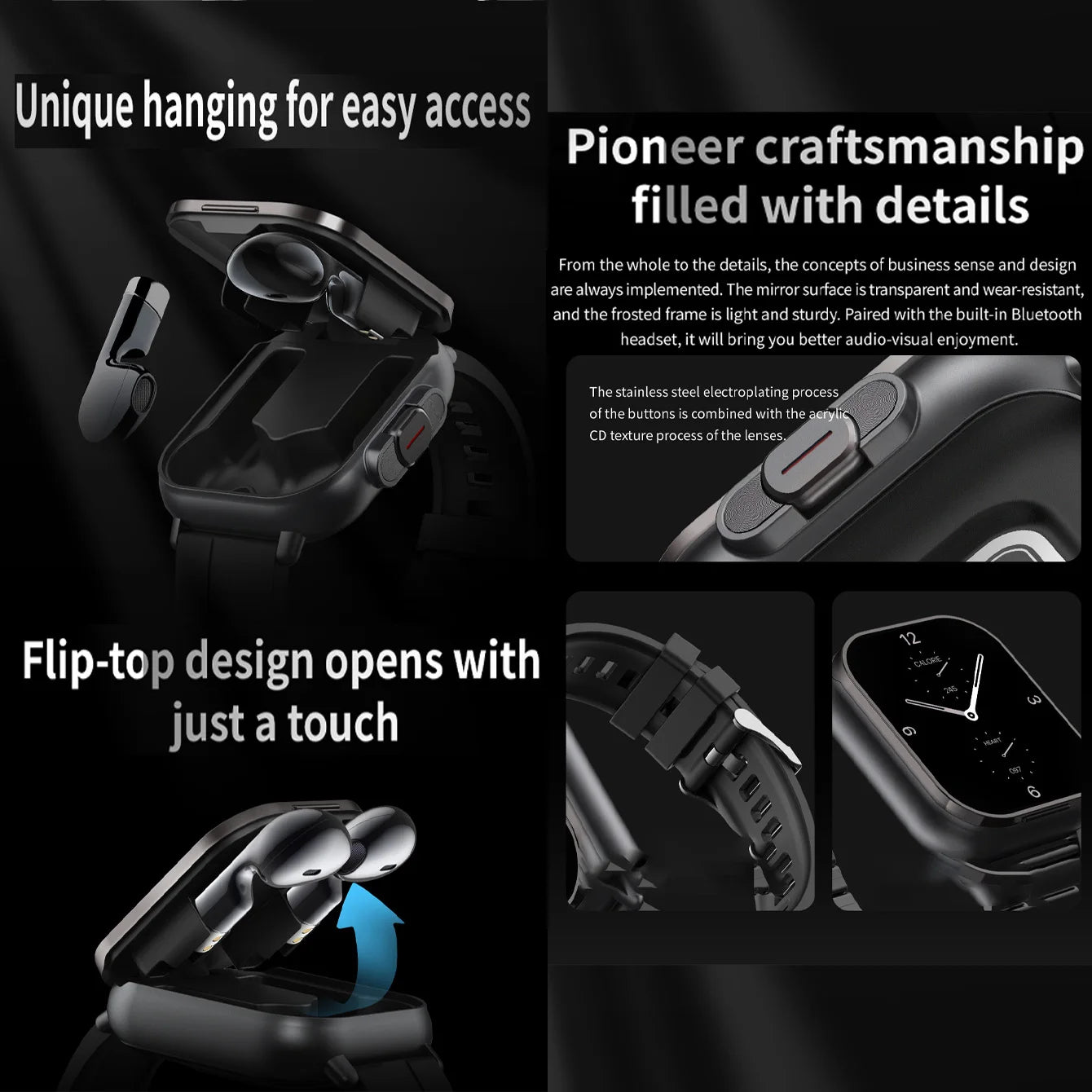 2-In-1 Smart Watch With Bluetooth Earphones