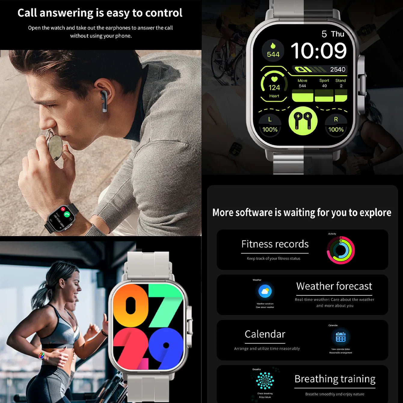 2-In-1 Smart Watch With Bluetooth Earphones