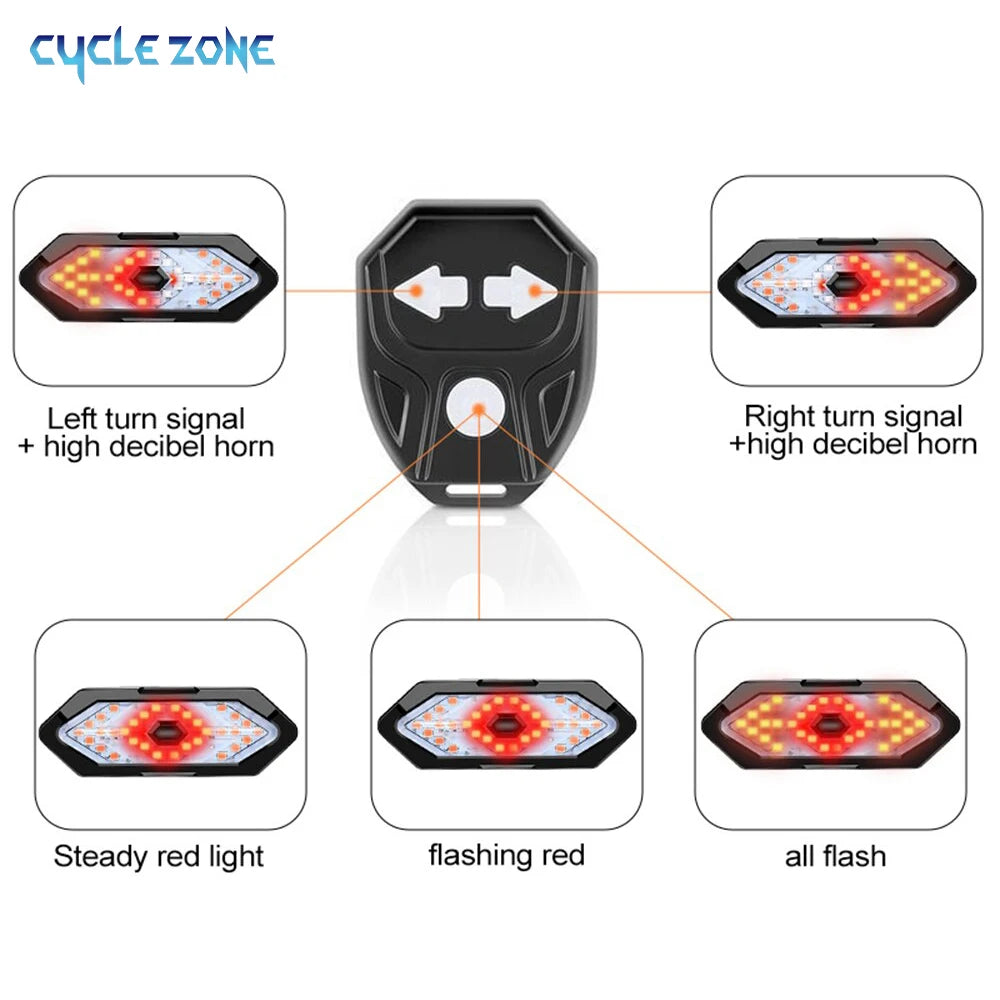 Remote Bicycle Turn Signal Rear Light