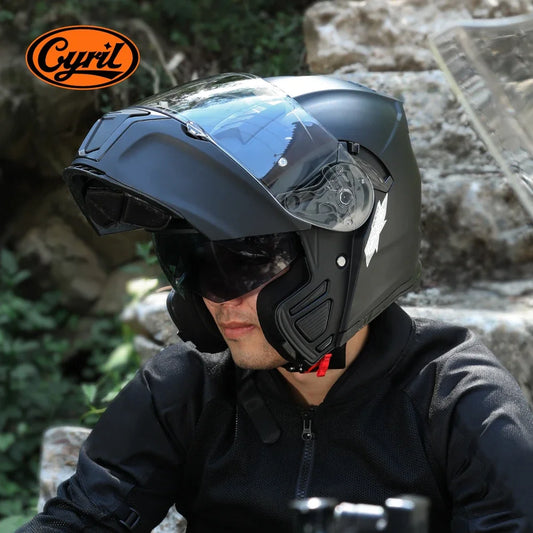 Unisex Dual Visor Modular Flip up Full Face Helmet DOT ECE Approved