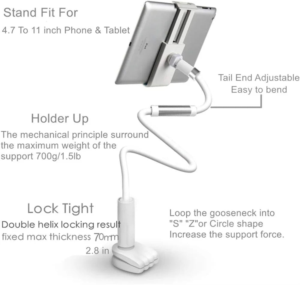 Clip Mount Flexible Long Arm Tablet Stand Holder