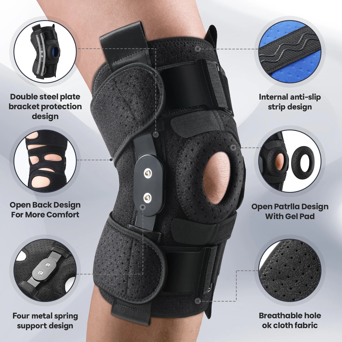 Hinged Knee Brace with Side Stabilizers