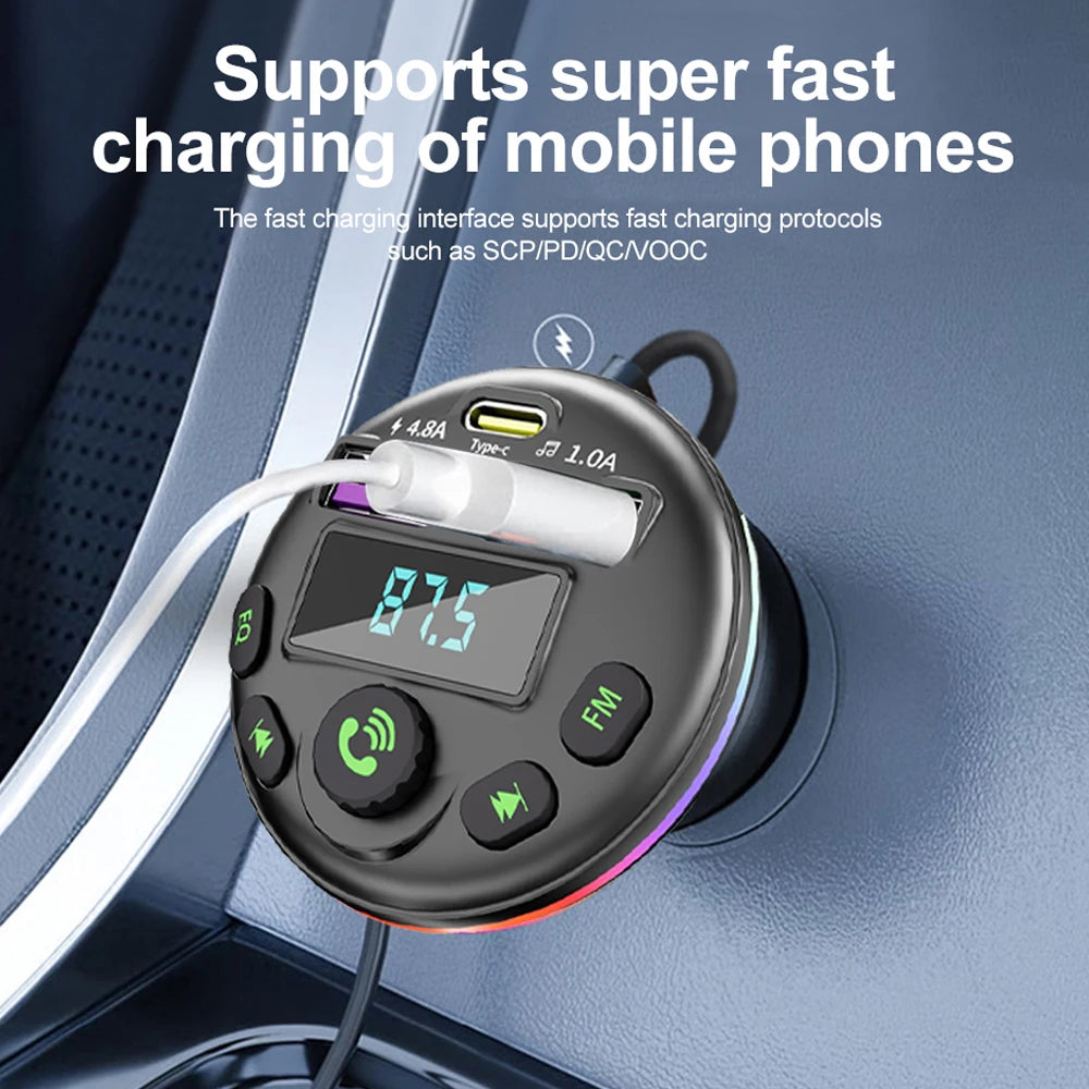 Bluetooth FM Transmitter With 3 in 1 Charge Cable