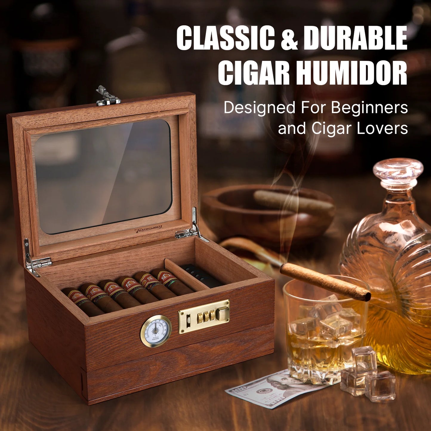 Cedar Wood Humidor Cigar Box