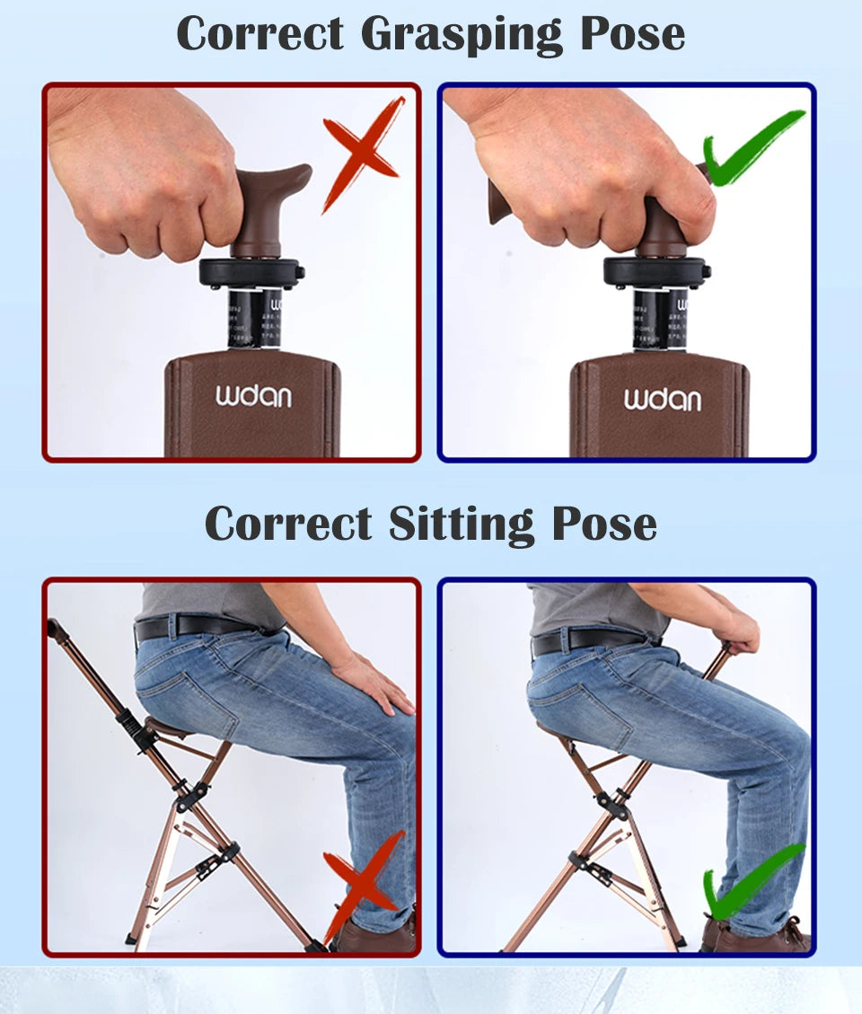 Folding Walking Stick with Seat