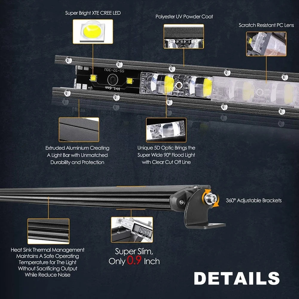 8D 8" 12V 24V LED Spotlight Bar