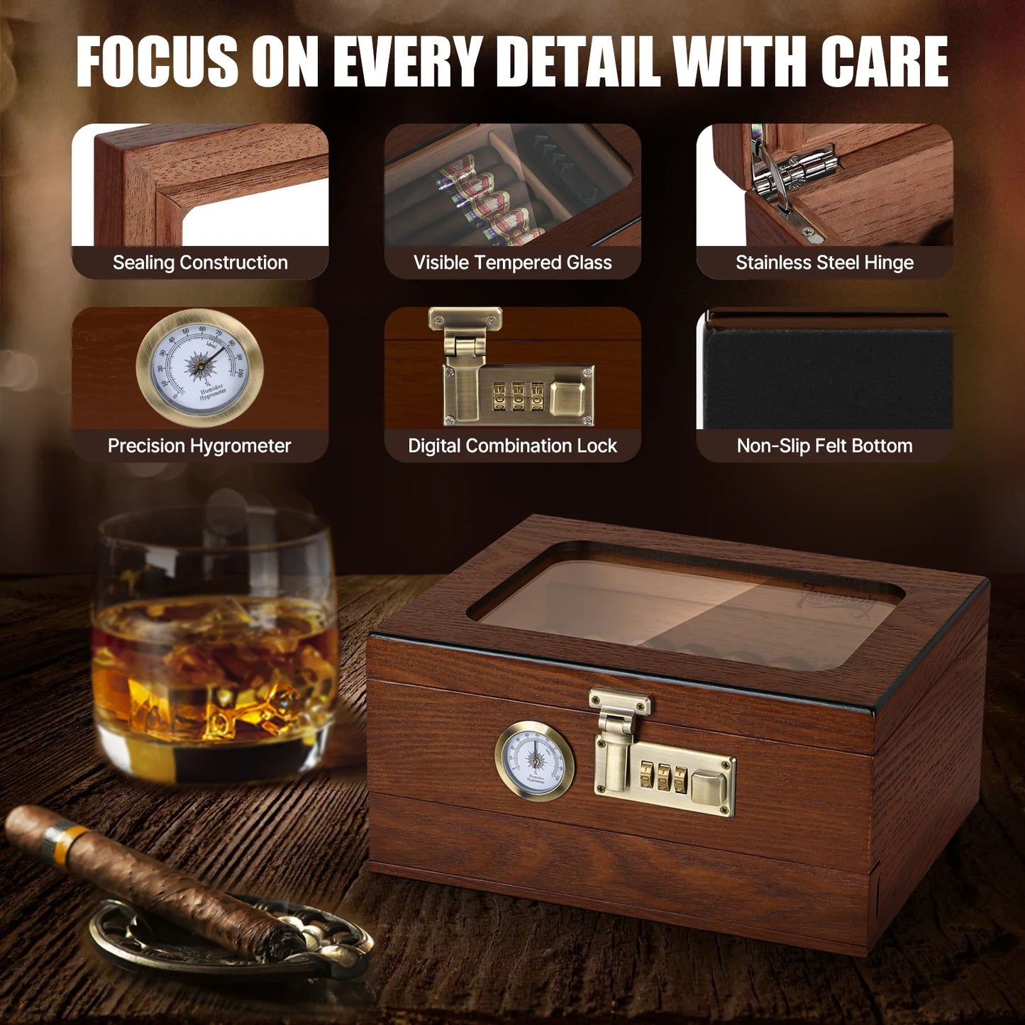 Cedar Wood Humidor Cigar Box