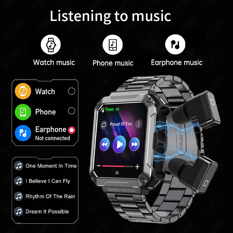 Smart Watch With Earbuds