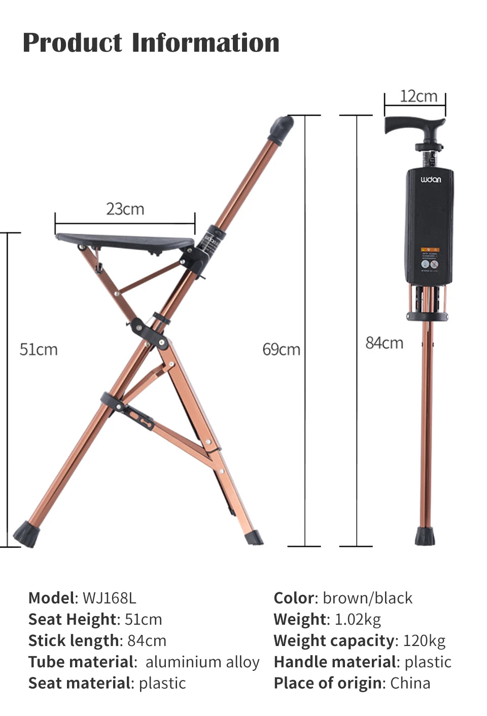 Folding Walking Stick with Seat