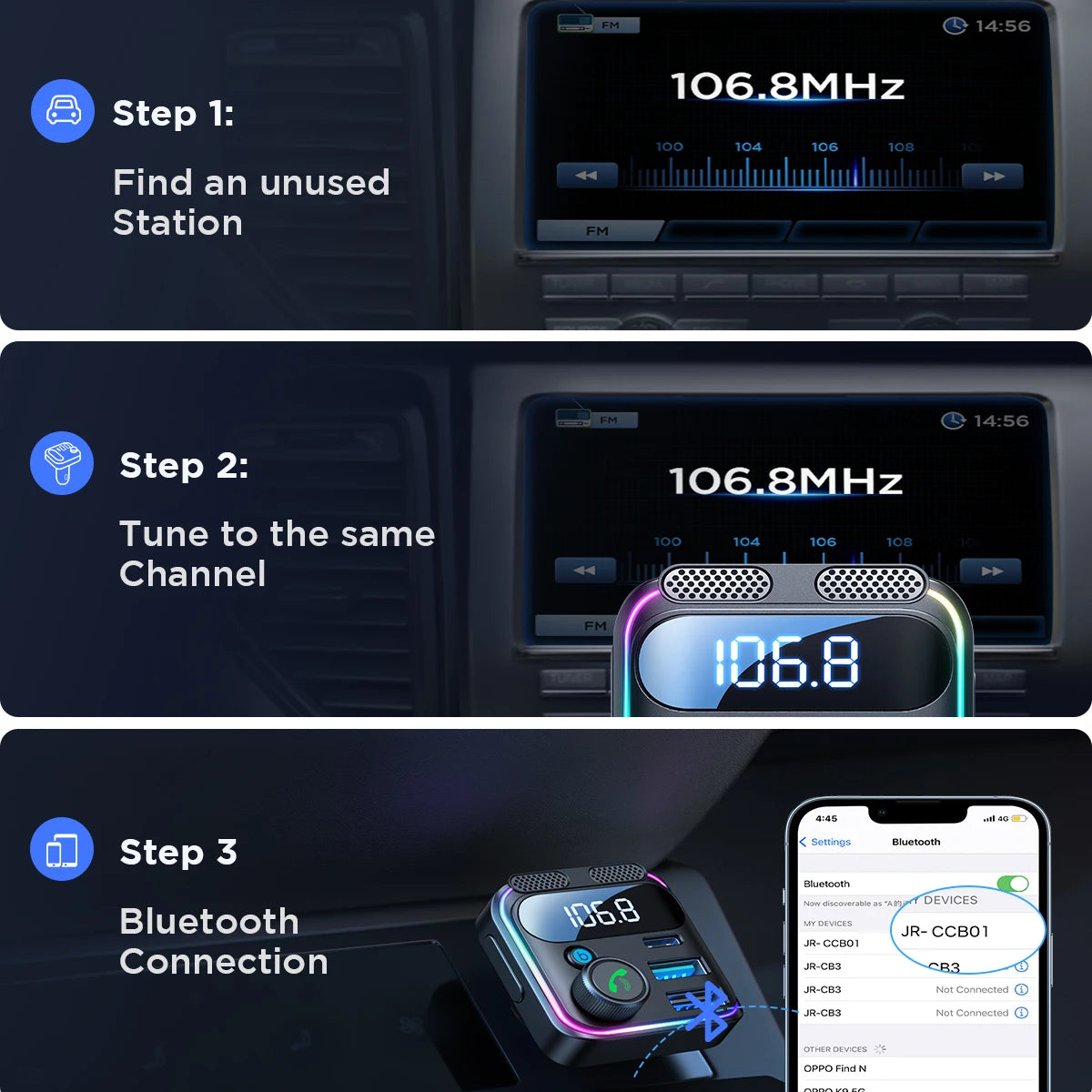 JOYROOM Bluetooth 5.3 FM Transmitter / Charger