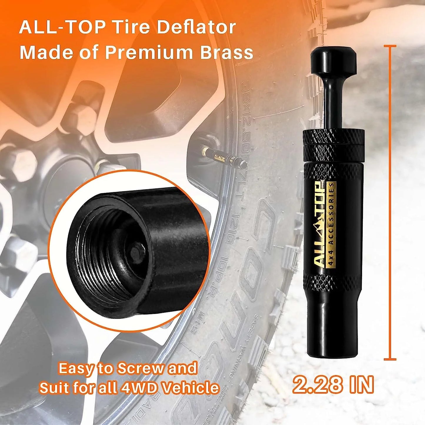 Adjustable Auto-Stop Tire Deflator Valve Kit