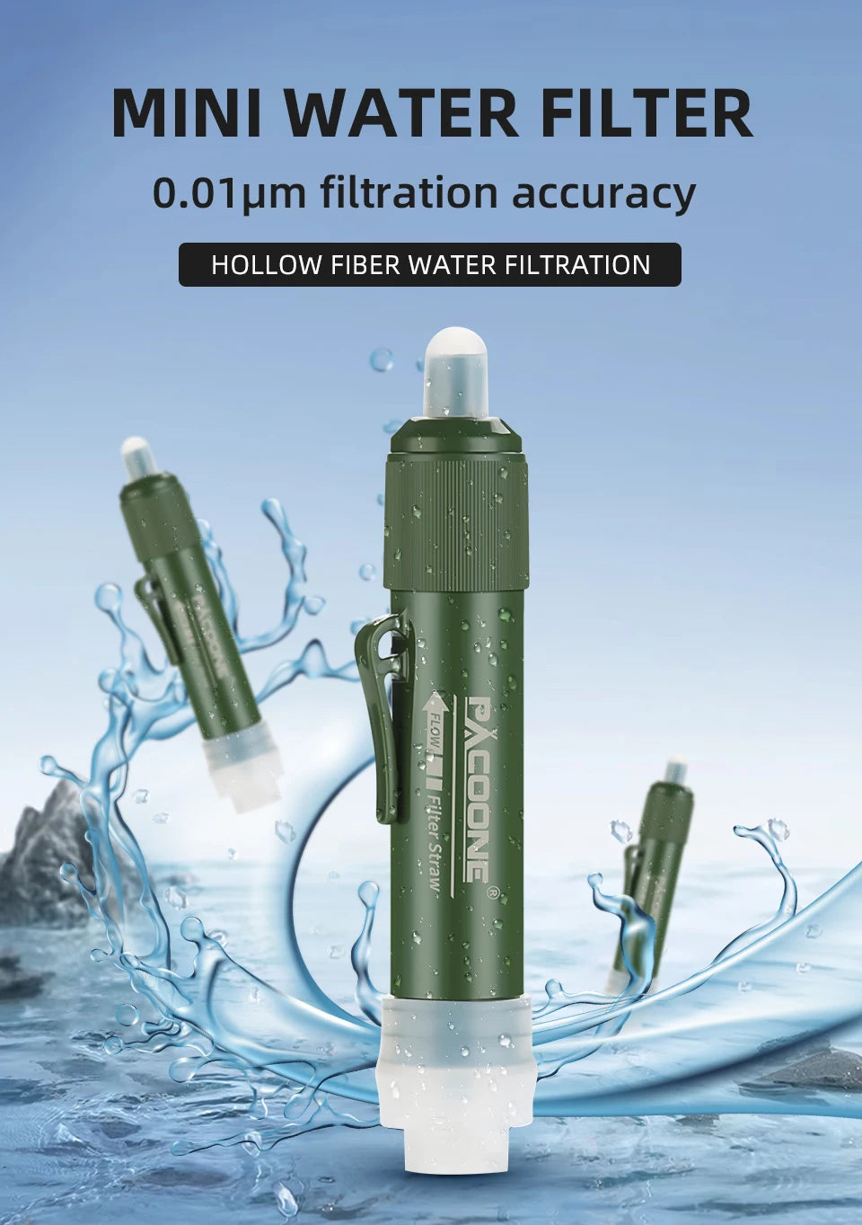 PACOONE Mini Water Purification Straw